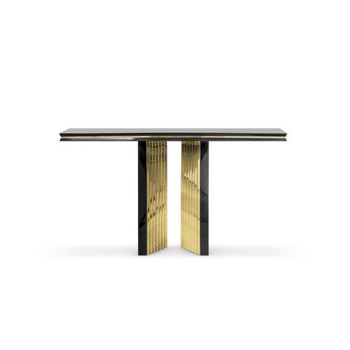 Современный стол-консоль - BEYOND - LUXXU MODERN DESIGN & LIVING - из дерева / из латуни / с основанием из древесины