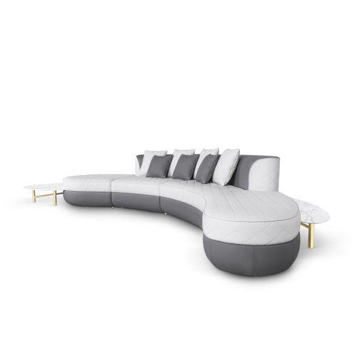 Полукруглый диван - SENZU - LUXXU MODERN DESIGN & LIVING - современный / из кожи / со съемной подушкой
