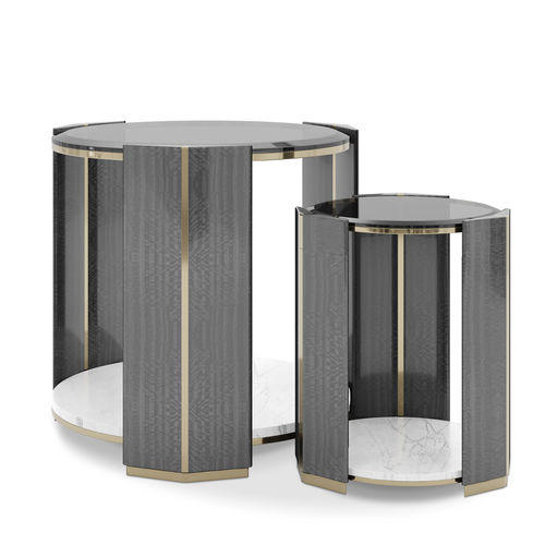Современный вспомогательный столик - Algerone Set - LUXXU MODERN DESIGN & LIVING - из дерева / из дымчатого стекла / из полированной латуни