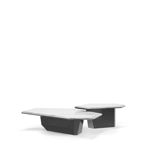 Современный журнальный столик - Algerone Set II - LUXXU MODERN DESIGN & LIVING - из мрамора / с основанием из эвкалипта / для бытового использования