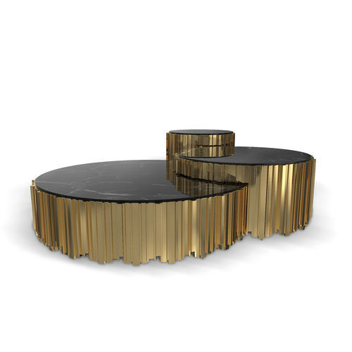 Современный журнальный столик - Empire Set II - LUXXU MODERN DESIGN & LIVING - из мрамора / с основанием из латуни / круглый