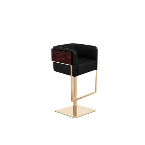 Современный барный стул - NURA - LUXXU MODERN DESIGN & LIVING - для интерьера / из кожи / из полированной латуни