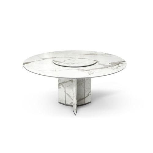 Современный обеденный стол - ALGERONE  - LUXXU MODERN DESIGN & LIVING - из Dekton® / с основанием из отшлифованной нержавеющей стали / с основанием из Dekton®