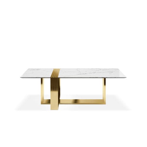 Современный обеденный стол - VERTIGO - LUXXU MODERN DESIGN & LIVING - из латуни / из мрамора / с основанием из шлифованной латуни
