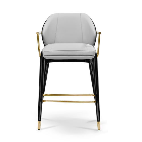 Современный барный стул - ALGERONE II  - LUXXU MODERN DESIGN & LIVING - для интерьера / из искусственной кожи / из полированной латуни