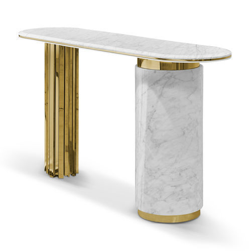 Современный стол-консоль - EMPIRE - LUXXU MODERN DESIGN & LIVING - из мрамора / с основанием из шлифованной латуни / с основанием из мрамора