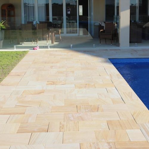 Плита из камня из натурального камня - TEAK WOOD - Asian Stones - для напольной поверхности / матовая / желтая