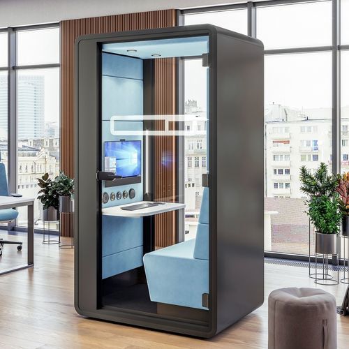 Акустическая рабочий стол POD - HUSHHYBRID - Mikomax Smart Office - эргономичная / с застекленной дверью / для 1 человека