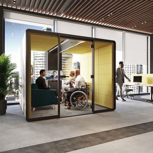Акустическая рабочий стол POD - HUSHACCESS. L - Mikomax Smart Office - с застекленной дверью / модульная / с системой видеоконференцсвязи