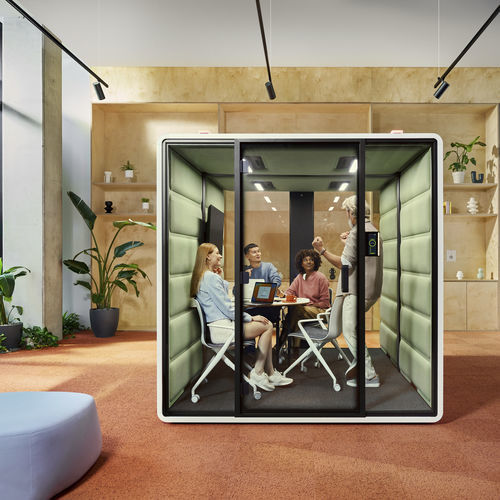 Акустическая рабочий стол POD - HushFree.L - Mikomax Smart Office - с застекленной дверью / со встроенным освещением / с системой видеоконференцсвязи