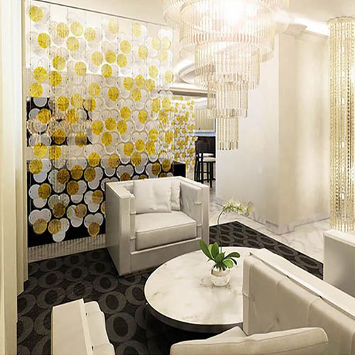 Разделитель пространства из металла - RGB VILLA - veveglass - из стекла / для интерьера / подвесной