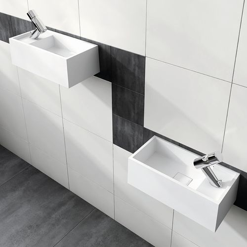 Подвесная раковина - ARGOS - mcbath - Moldcom Composites - из Solid Surface / прямоугольная / современная