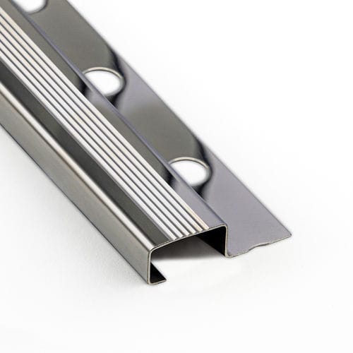 Отделочный профиль из нержавеющей стали - DELUXE 12X25 - ALUMACER® - для ступени / прямоугольного сечения / посеребренный