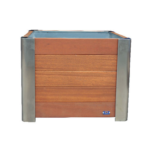 Кадка для садовых растений из дерева - WOOD - Ado urban - из нержавеющей стали / из гальванизированной стали / квадратная
