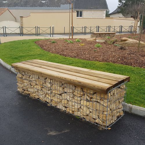 Современная общественная скамейка - NATURA - ID GABION - L'AGENCE URBAINE - из сосны / из лиственницы / из гальванизированной стали