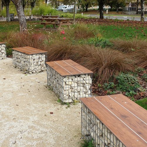 Современная общественная скамейка - COMPACT - ID GABION - L'AGENCE URBAINE - из композитных материалов / из гальванизированной стали / из ламината высокого давления