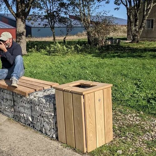 Общественный мусорный контейнер - GOALA - ID GABION - L'AGENCE URBAINE - из металла / из сосны / из камня