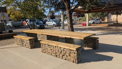 Современный стол для пикника - MELCHIOR - ID GABION - L'AGENCE URBAINE - из сосны / из лиственницы / из камня