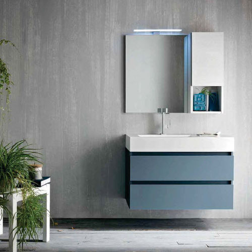 Подвесная тумба под умывальник - QB55 - IDEAL BAGNI - из вяза / современная / с зеркалом