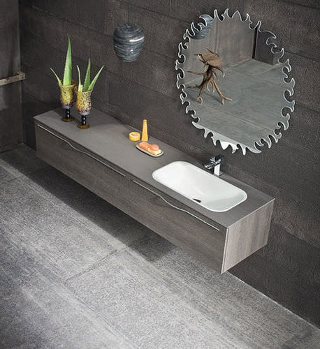 Подвесная тумба под умывальник - QB01 - IDEAL BAGNI - из меламина / из дуба / современная