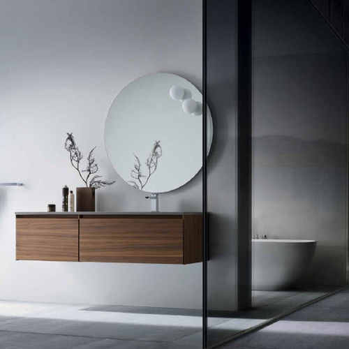 Подвесная тумба под умывальник - AS01 - IDEAL BAGNI - из орехового дерева / современная / с зеркалом