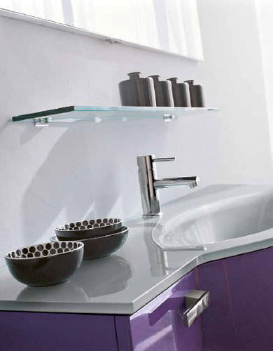 Подвесная тумба под умывальник - AV06 - IDEAL BAGNI - из стекла / из дерева / современная