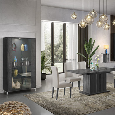 Современный стеклянный шкаф - LUNA-DINING - Ben Company srl Industria Mobili - настенный / на основании / из закаленного стекла