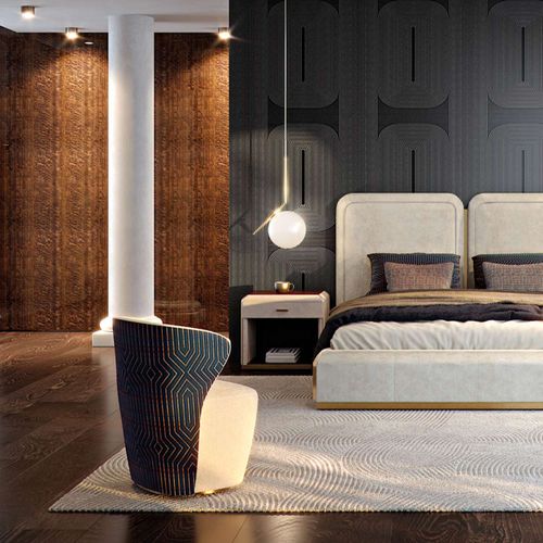 Современное низкое кресло - VORTEX M - Capital Collection - из ткани / из кожи / из дерева