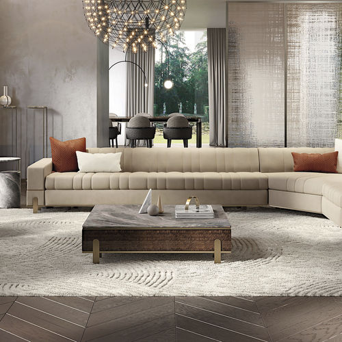 Современный журнальный столик - GRAND R - Capital Collection - из дерева / из мрамора / с основанием из кожи