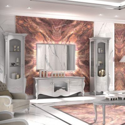 Стилизованный настенный комплект для ТВ - Emerald  - Casa +39 Arte & Stile - из дерева / с выдвижными ящиками