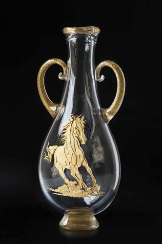 Классическая ваза - DROP AMPHORA GOLD HORSE GALLOPING - Duccio di Segna srl - из кристалла