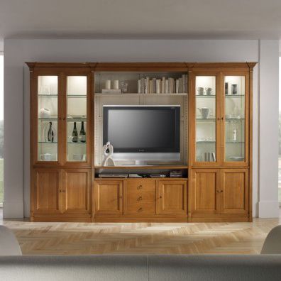 Классический настенный комплект для ТВ - 8799KZ - Ebanart srl - из дерева / из стекла