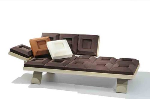 Полудиван уникальный дизайн - CIOCCOSOFÀ - Gugliermetto Experience - из ткани / из дерева / из стали, покрытой порошком