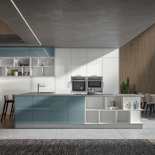 Современная кухня - KLEE  - Home srl - из лакированной МДФ / из стекла / островного типа