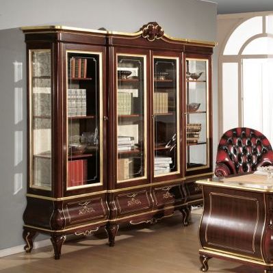 Классический книжный шкаф - ART. T531  - Tarocco Vaccari Group srl - из дерева / со стеклянной дверью