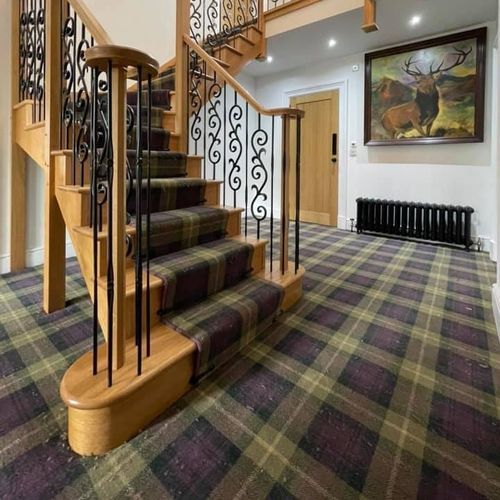 Тканое ковровое покрытие - HEATHER GREEN TARTAN  - STEVENS AND GRAHAM - нейлоновое / из шерсти / в клетку