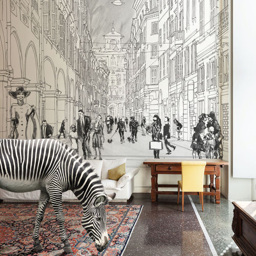 Современный обои - CITY OF LOVE - Tecnografica Italian Wallcoverings - из целлюлозного волокна / панорамный / городской мотив