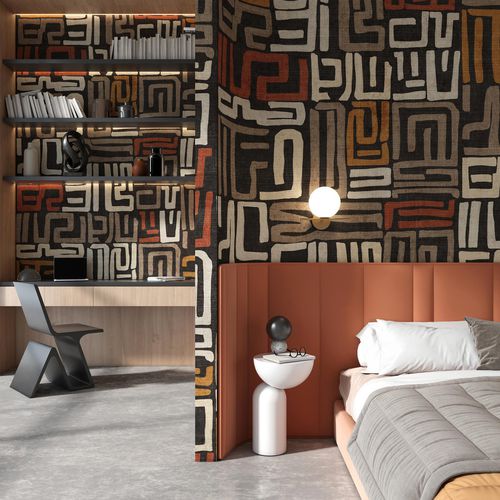 Этнический обои - ATAMGA - Tecnografica Italian Wallcoverings - из целлюлозного волокна / из нетканых материалов / из стекловолокна