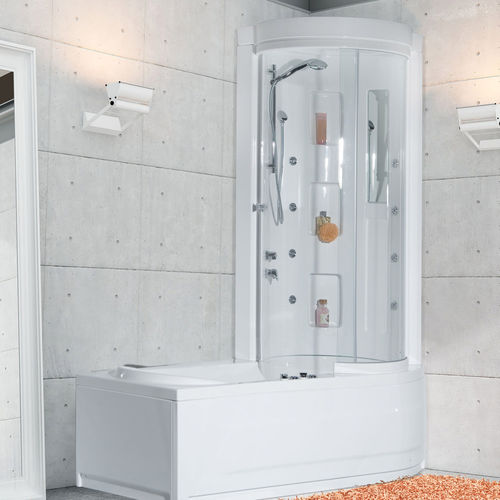 Прямоугольная ванна с душем - JAVA COMBI - THERMO DESIGN - угловая / встраиваемая / из композита