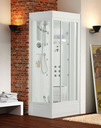 Многофункциональная душевая кабина - LINOSA - THERMO DESIGN - из стекла / с раздвижными дверями / квадратная