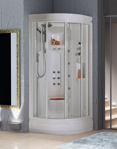 Душевая кабина из стекла - AMALFI - THERMO DESIGN - с раздвижными дверями / угловая / для хромотерапии