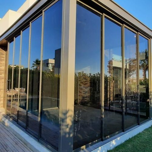 Раздвижное панорамное окно - LUXURY - BKS balcony glazing systems - из алюминия / с двойным остеклением / 3 створки