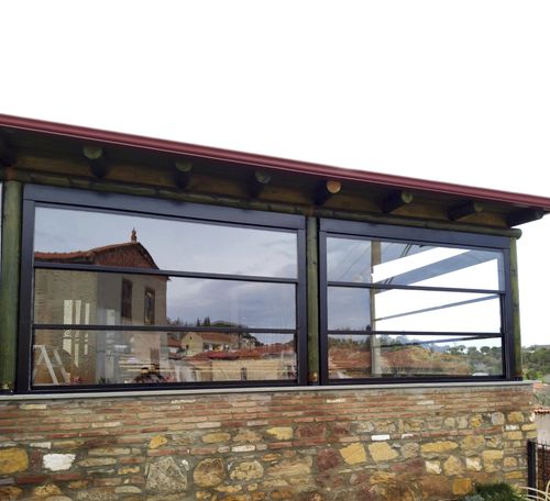Окно из алюминия - VERTICAL OPENING CLOSING SYSTEM - BKS balcony glazing systems - со створкой / с двойным остеклением / 2 створки