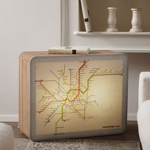 Вспомогательный столик уникальный дизайн - METRÒ - Kubedesign - из метакрилата / из картона / прямоугольный