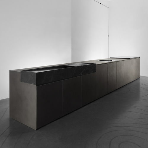 Современная кухня - M2 - Minimal Cucine - из фанерованной древесины / островного типа / скрытая
