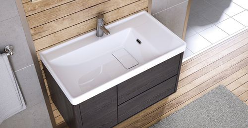 Встраиваемая раковина - QUATTRO: 8100/8080/8060 - Lapino Ceramic - из керамики / со встроенной столешницей / прямоугольная