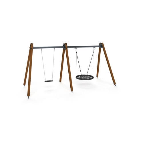 Качели из дерева - 3510D - Astrus Playgrounds - из гальванизированной стали / из веревки / для игрового парка