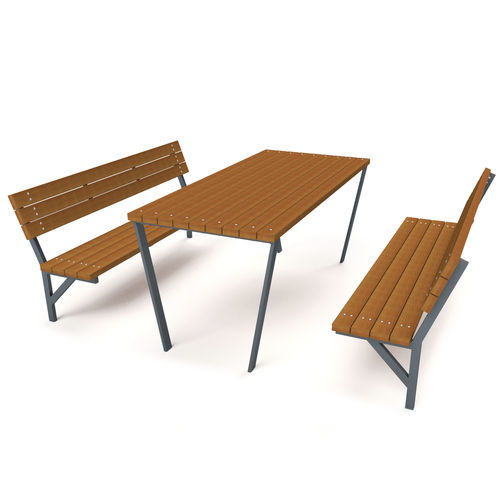 Современный комплект стол-лавки - 5005S - Astrus Playgrounds - из дерева / из металла / модульный