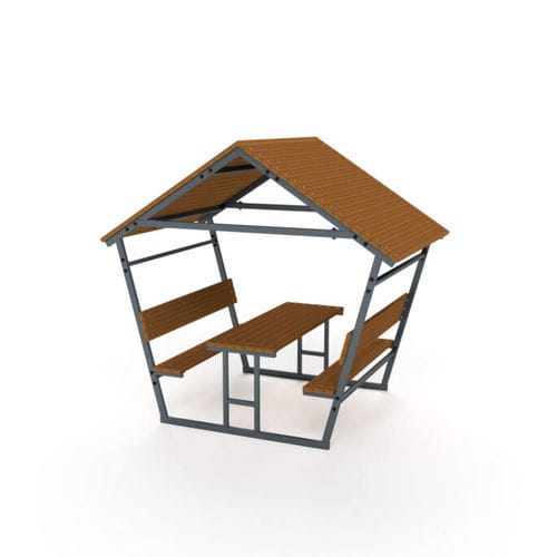 Современный комплект стол-лавки - 5023S - Astrus Playgrounds - из дерева / из стали / садовый