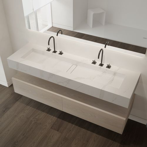 Подвесная раковина - REFLECTION - Riluxa - из Silestone® / прямоугольная / без отверстия
